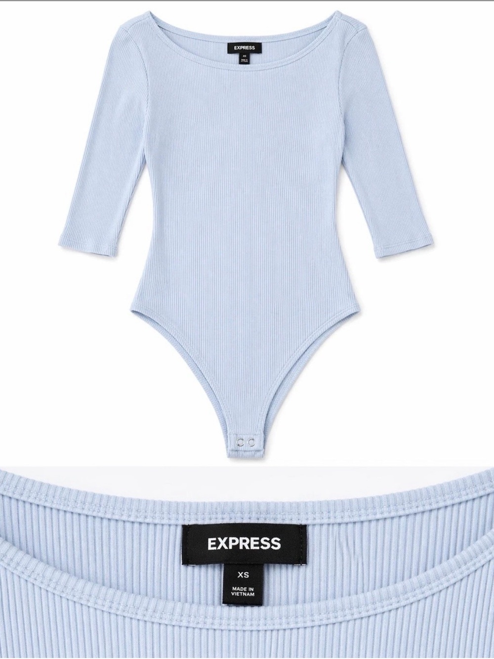 Express Blue Ribbed Scoop Neck Bodysuit Size XS - Picture 1 of 2